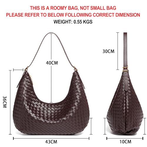 Image of Shoulder Handbags Shoulder Bag for Women Totes Woven Vegan Leather Bag Hand Bag Working Lightweight Bags With Zipper
