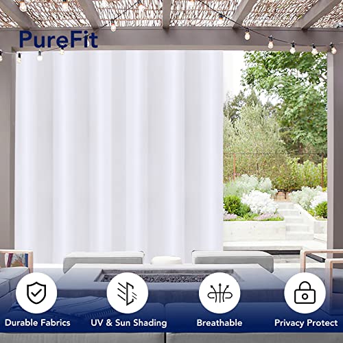 Purefit Outdoor Curtains For Patio Waterproof  Weatherproof, Uv And Fade Resistant Outside Curtains For Gazebo, Front Porch, Pergola, Sun Blocking Privacy Curtain, 100 X 95 Inch, 1 Panel, White #TOP2