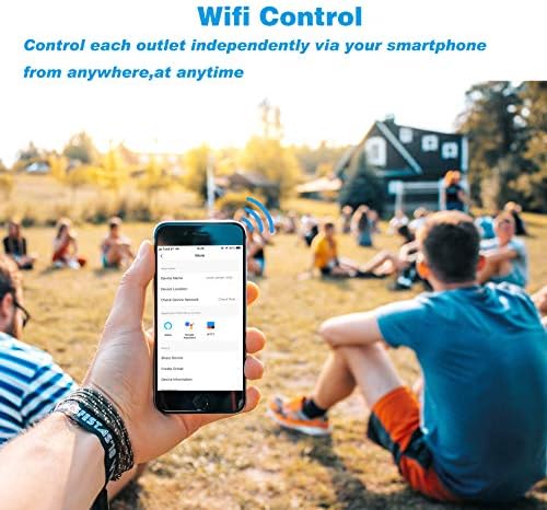 AOFO Inteligentna listwa zasilająca, zdalne sterowanie, inteligentne gniazdko Wi-Fi, z ochroną przed przepięciem, z 4 niezależnymi wyjściami AC (4000 W, 16 A) i 4 portami USB, kompatybilne z Google Home