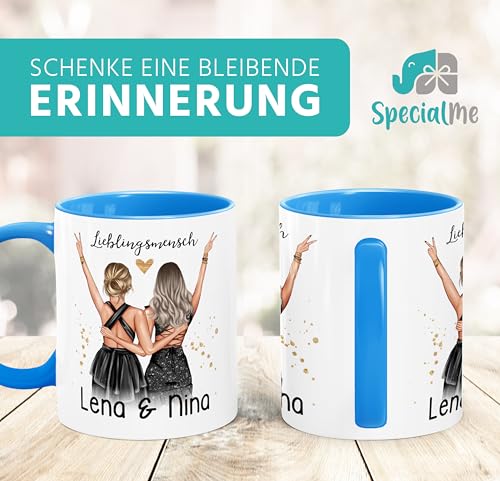 SpecialMe® Tasse beste Freundin Geschenk Geburtstag Weihnachten persönlich personalisiert Freundschaft Best Friends Weiss-innen-blau… – Ansicht 2