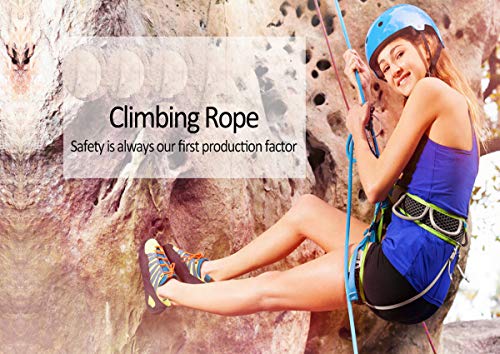 YUZENET Static Rock Climbing Rope 2/5 Inch 100 Feet Outdoor Safety Fire Escape Rope Rappelling Rope,Orange/Blue