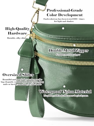 Image of Pure Colour Crossbody Bag Bum Bag for Women,Spacious Purse Fanny Packs Belt Bag,Oversized Bum Bag (Colour Bum Bag-Bean Green)
