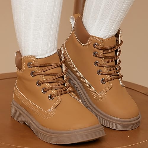 Gilrs Combat Boots Side Zipper Ankle Booties Side Zip Slip on Casual Short Booties Lace up Non-slip Shoes2