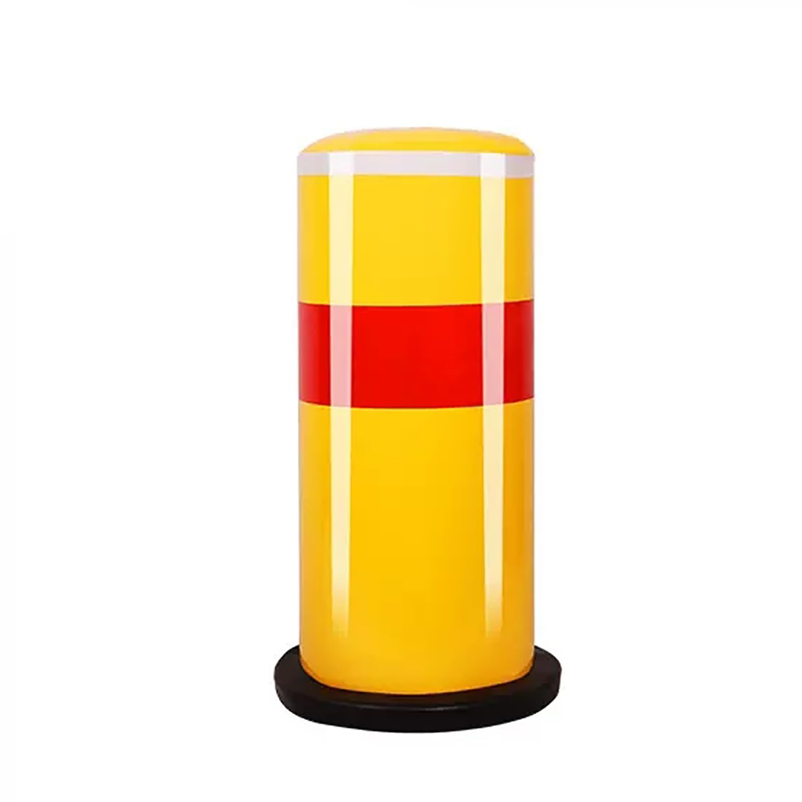 WDSOPK Parking Safety Bollard, Industrial Steel Bollards, 20 Inch Height Steel Pipe Safety Bollard Post, Yellow Parking Barrier with 3 Anchor Bolts, Driveway Barrier