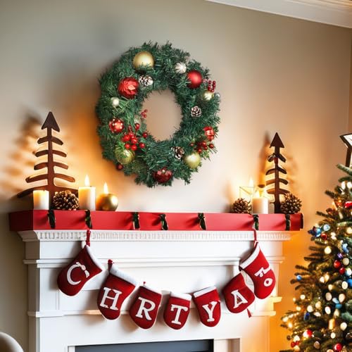 Hotop 4 Pcs Artificial Christmas Wreath for Front Door Christmas Green Farmhouse Wreath DIY Faux Plain Wreaths for Decorating Window Room Xmas Party Decor (12 Inches,14 Inches) by Hotop - Image 6