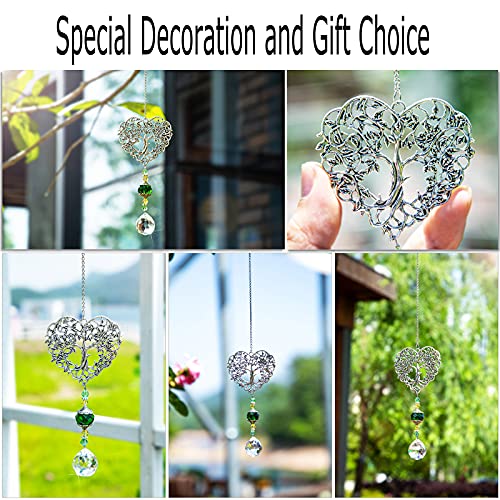 H&D Hyaline & Dora Tree Of Life Crystal Suncatchers Crystal Drop Prism Rainbow Maker Hanging For Home Garden Decoration, Heart Shaped #TOP4