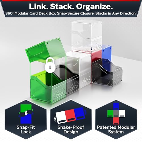 Image of Quiver Time 360 Modular Nexus DeckBlock - Durable Stackable MTG Deck Box for Commander fits 100+ Cards | Stylish 100 Card Deck Box MTG | Interchangeable TCG Decks Boxes (6 pcs, WUBRG + Clear)