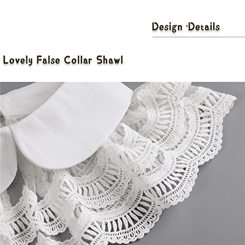 LoudSung False Collar Detachable Half Shirt Blouse Fake Collar Floral Lace Double Layer Cape Shawl Elegant for Women Girls4