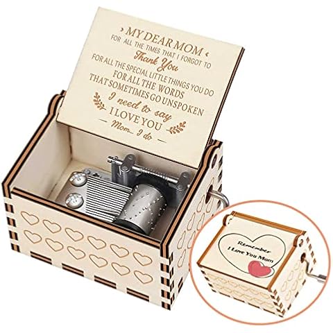 BAOSIWA Mothers Day Music Box for Mom from Daughter Son Kids You are My Sunshine Wooden Music Box Gifts for Mother's Day Birthday Christmas（Remember I Love You Mom Cover