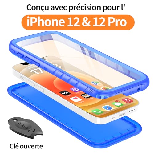 Coque étanche iPhone 12 / 12 Pro Cozycase antichoc intégrale bleu - 3