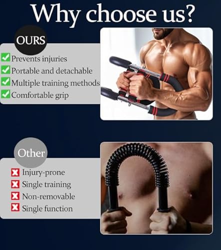 Twister Armtrainer,Verstellbarer brusttrainer männer & Muscle fit Gerät (30-50 kg / 70-110 lb),Tragbarer Power Unterarmtrainer mit Abnehmbarem Design,für Männer Frauen Zuhause Büro Reise--Schwarz/Rot
