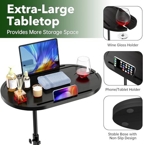 Table d'appoint rotative à 360° avec base épaisse stable NiHome - 5