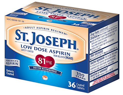St. Joseph Aspirin Pain Reliever (NSAID) 81mg Enteric Safety Coated Adult Low Dose Regimen 36 ct