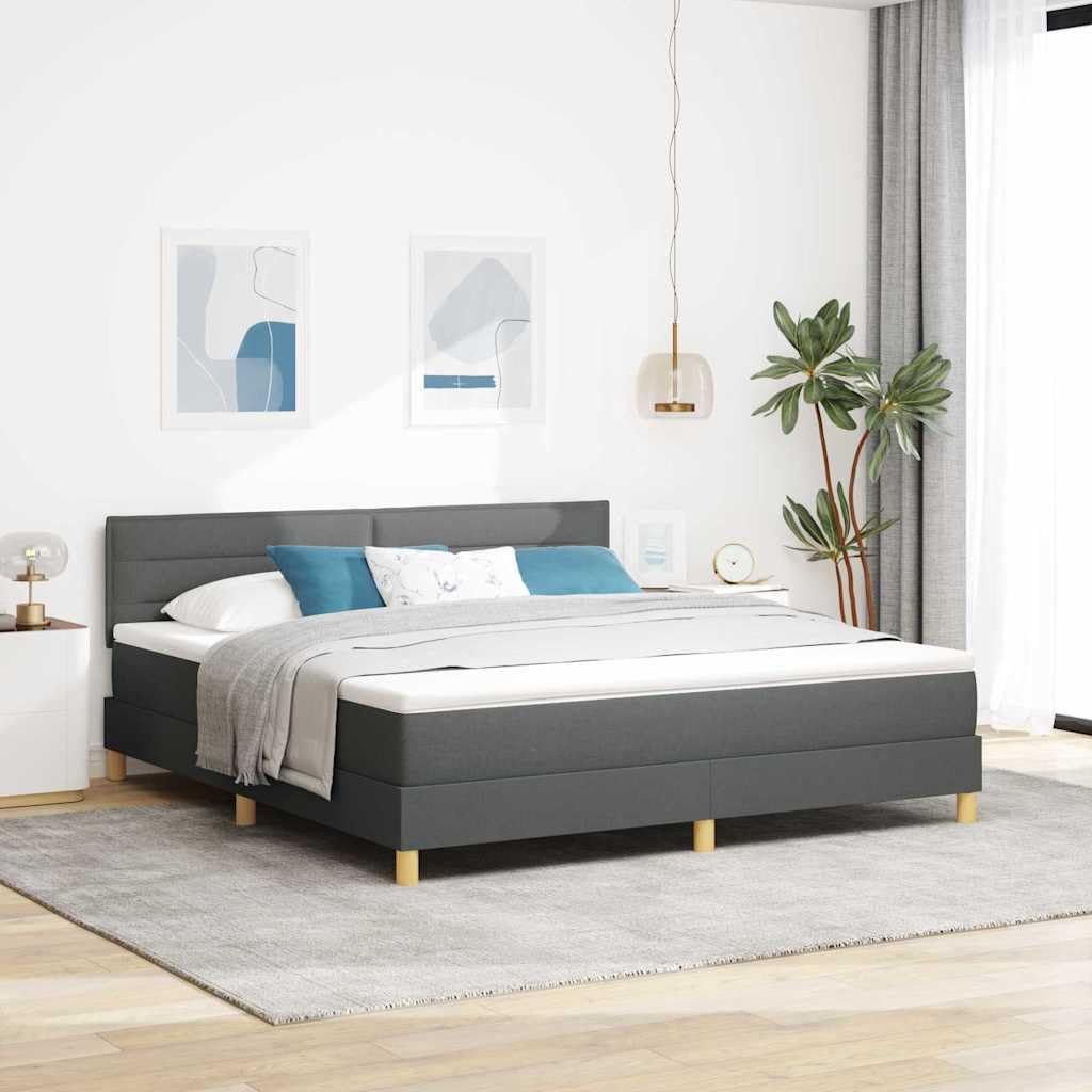 vidaXL Letto a Molle con Cuscino Grigio Scuro 180 x 200 cm Tessuto, Mobili Moderni per Camera, Letto Rettangolare, Testiera Regolabile, Materasso in Schiuma Comodo e Chic