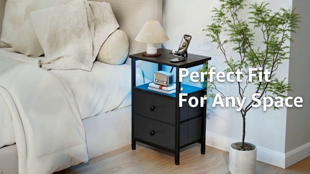 Amazon.com: LOAKEKEL Nightstands Set of 2, LED Night Stand with