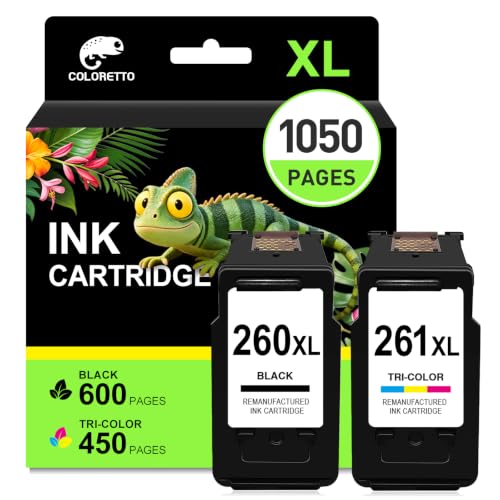 COLORETTO 260XL 261XL Ink Cartridges for Canon 260 and 261 Ink...