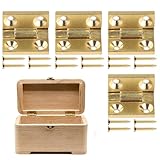 4 Pcs Mini Solid Brass Hinges with Screws for Wooden Boxes and Jewelry Cases, Durable Small Hinges for Crafts DIY Projects and Decorative Mini Boxes, 0.75'x0.49' (4PCS)