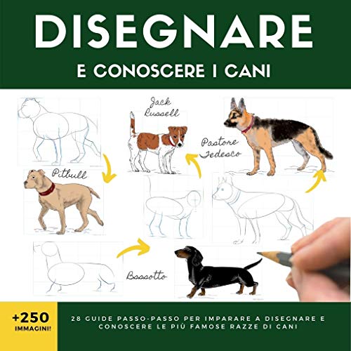 DISEGNARE E CONOSCERE I CANI: 28 guide passo-passo per imparare a disegnare e conoscere le più famos