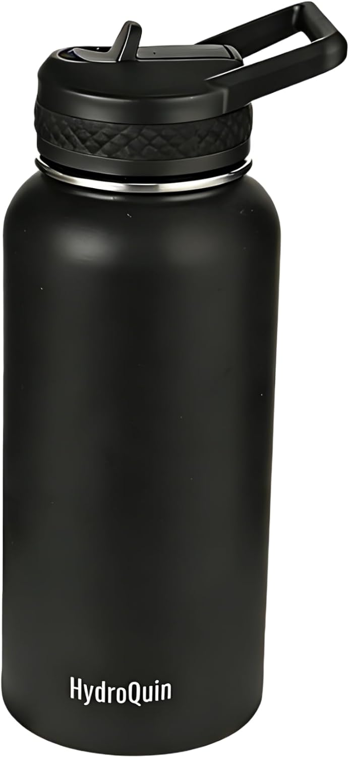 32 oz Water Bottle with Straw, Stainless Insulated Steel Waterbottle with Comfort Grip Handle,Water Bottles for Camping Sports Office Daily Use