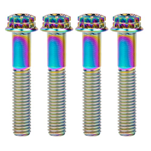 Image of Titanium Flange 12 Point Head M8 x15 20 25 30 35 40 45 50 55 60 65mm Screw Bolt Pack of 4 (M8x45mm, Rainbow)