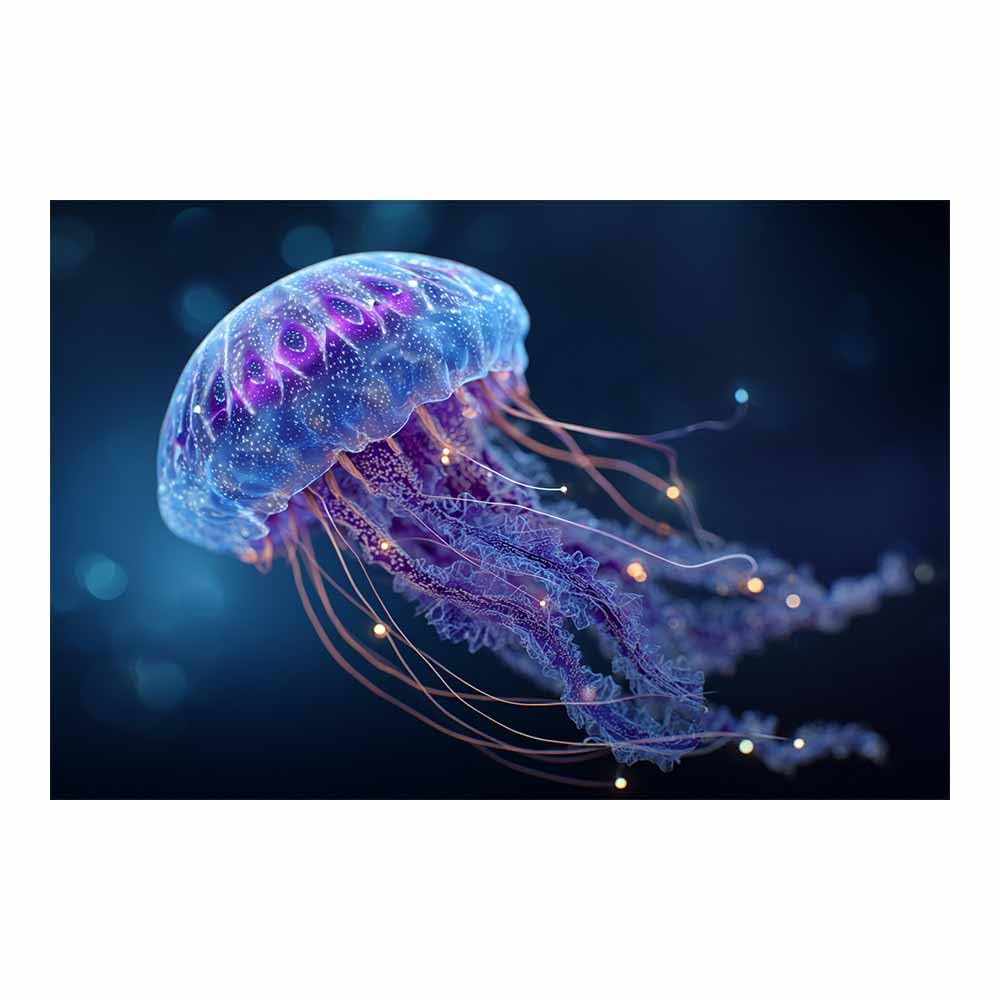 HUYEEI marine animals Canvas Wall Art Jellyfishs swimming Canvas Prints Posters Modern Artwork for Livings Room Bedroom Bathroom Home Office(blue)-60x90cm Unframed