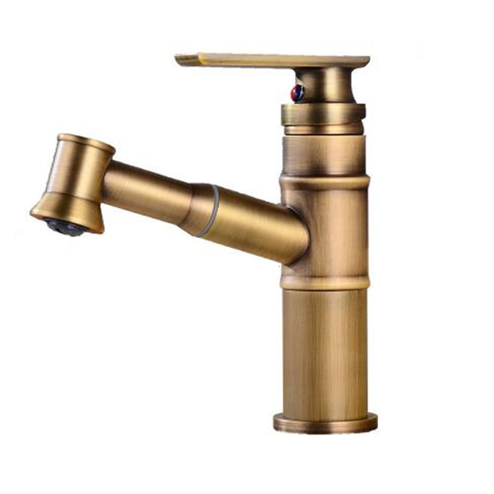 Mitigeur de lavabo avec douchette extractible laiton antique monotrou