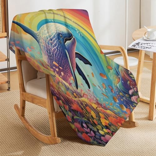 Couverture en flanelle douce et chaude The Baleine de 130x180 cm pour canapé - 7