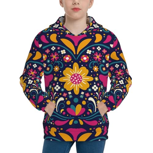 Cinco De Mayo Floral Kids Pullover Hoodies Boys Sweatshirts Girls Athletic Clothes with Pocket