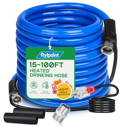 50FT Heated Water Hose for RV,Heated Drinking Water Hose,Lead and BPA Free,1/2'Inner Diameter,Temperatures Down to -47°F,Rv Accessories for Campers, Livestock, Agriculture
