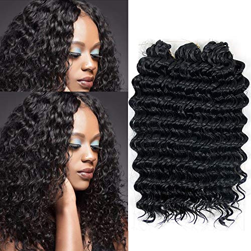 Deep Wave Crochet Braid Hair Extension Deep Twist Synthetic Braiding Hair Ombre Short Hairstyles Crochet Braiding Hair(1B 3Piece)