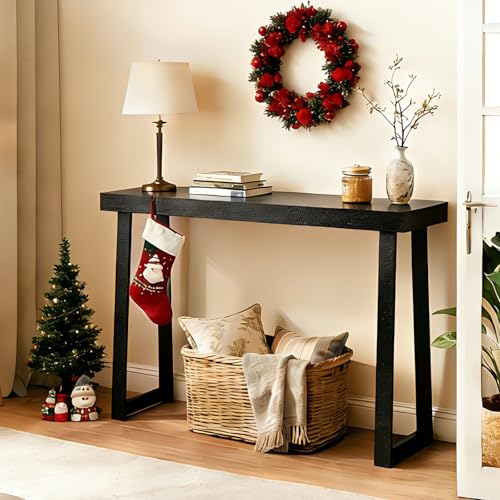 Karl home Narrow Entryway Table, 36 Inch, Pine Wood Console Tables for Entryway, Slim Sofa Tables Behind Couch for Living Room, Hallway, Entrance, 36 x 12 x 32, Black