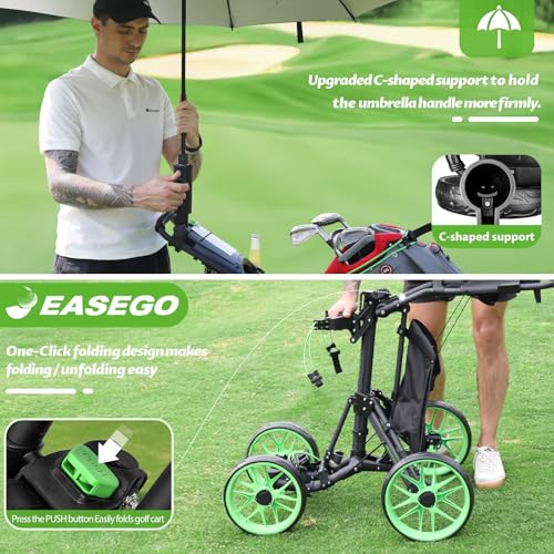 Image of EASEGO Golf Push Cart 4 Wheel : Golf Walking Cart Golf Caddy Pull Carts