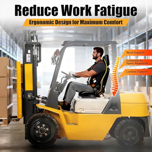 DANWIWEE Universal Gabelstaplersitz,Traktorsitz mit Arm- und verstellbarer Rückenlehne,wasserdichter PU-Mähersitz, für Traktor Bagger, Gabelstapler, Kompaktlader