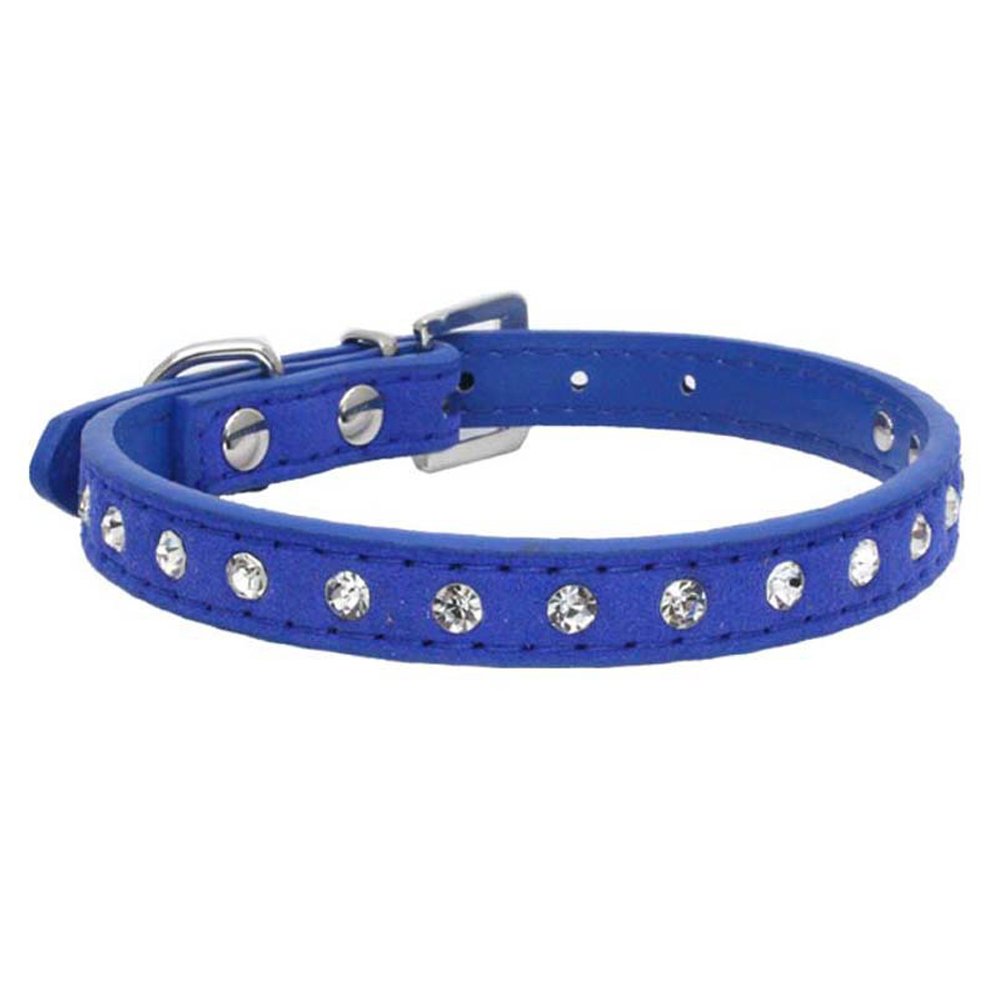 Dogs Kingdom 10"-16.5" Total Length Suede Skin Jeweled Rhinestones Pet Dog Collar Sparkly Crystal Diamonds Studded Leather Puppy Dog Cat Collar Dark Blue XXS (B07386W2XJ) Amazon Price History, Amazon Price Tracker