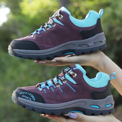 Sobzia wasserdichte Schuhe Damen,Wanderschuhe Damen Wasserdicht Breite Füße Halbschuhe Trekkingschuhe Leichte Outdoor Schuhe Bergschuhe rutschfeste Turnschuhe Laufschuhe (Lila,40)