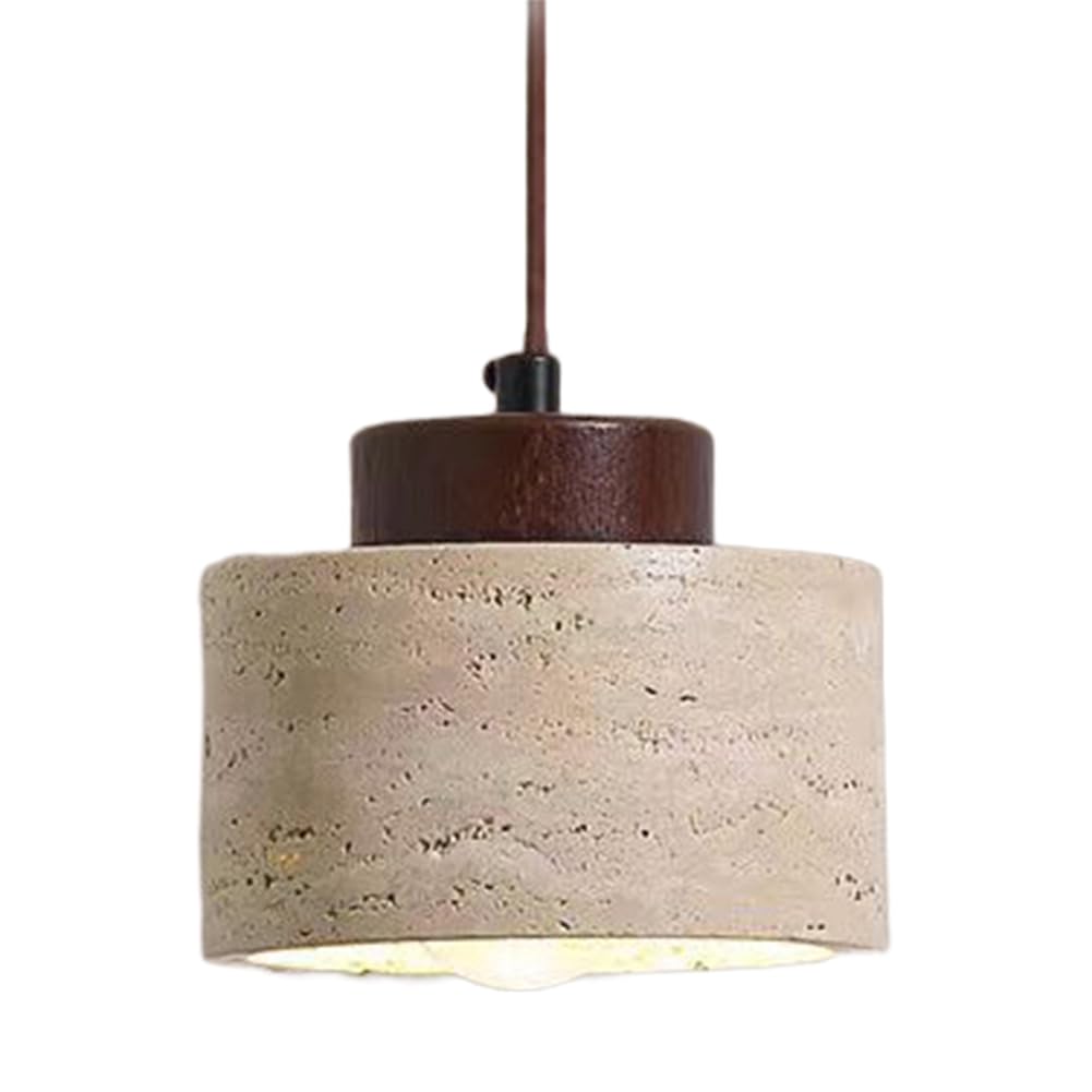UDSKNV[KSL Travertine Industrial Vintage Style Hanging Lamp LED Light Fixtures for Bedroom Balcony Wood Stone Traveler