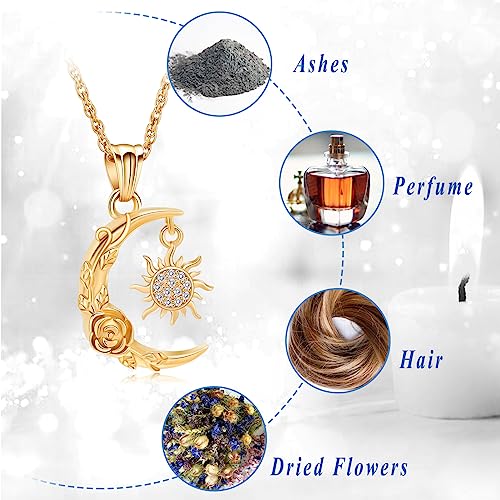 shajwo Cremation Jewelry Crescent Moon and Sun Rose Urn Necklaces for Ashes for Women Men Memorial Human Ashes Pendant4