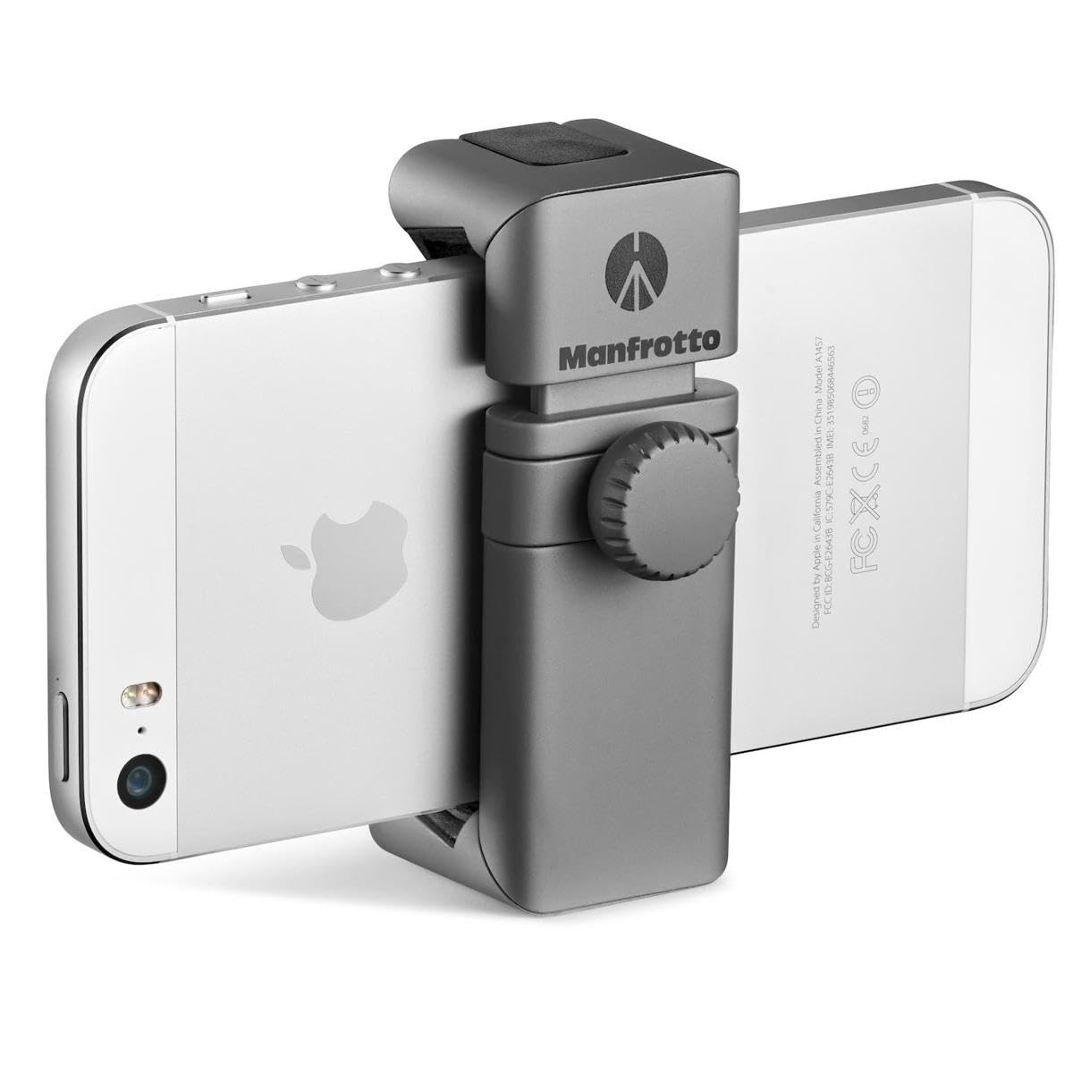 Manfrotto Twist Grip - Soporte universal para smartphone, Premium, gris/plateado mate