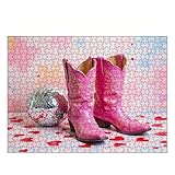 WRJGLS 500 1000 Piece Puzzle for Adults Pink Cowboy...