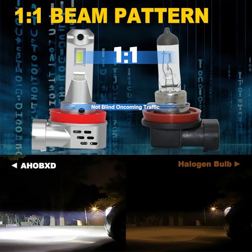 Image of AHOBXD H11 LED Bulbs, H8 H9 H16 Bulbs Upgraded 900% Brightness Super Bright with Fan Cooling 60000LM 1:1 Halogen Mini Size 80000Hrs Lifespans Fog Lights Pack of 2