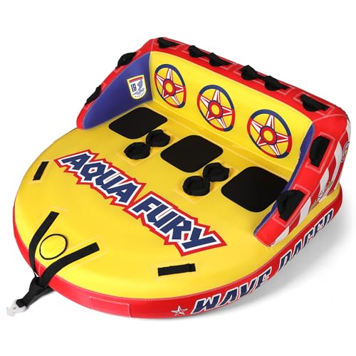 MewVeer Towable Tubes for Boating, 1-3 Riders Boat Tube for Tubing, Towables Boats Inflable Tube, Towable Rider Deck with Full Nylon Cover for Water Sports