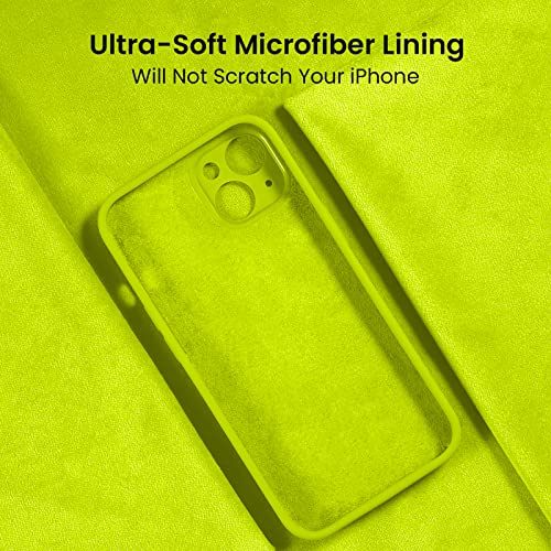 Image of FireNova Designed for iPhone 13 Case, Silicone Upgraded [Camera Protection] Phone Case, Soft Anti-Scratch Microfiber Lining Inside, 6.1 inch, Fluorescent Green