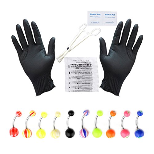 Jovivi 14G Professional Piercing Kit 20 Pieces (Belly Button Ring Piercing Jewelry) - 14 Gauge Needles