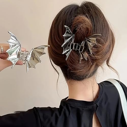 3 Pinzas para cabello Halloween diseño esqueleto y murciélago miniatura 5