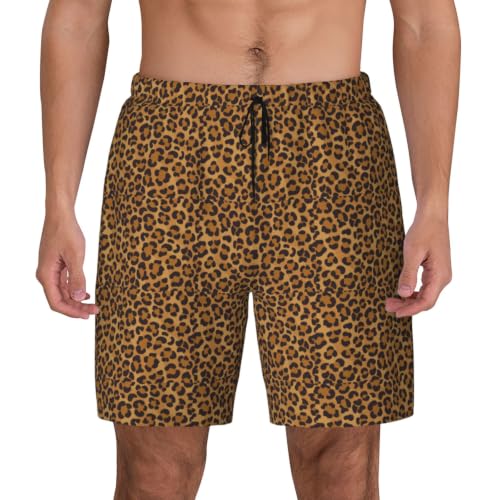 Short de bain respirant homme léger jaune imprimé léopard de plage
