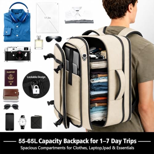 Image of Roomy Flight-Approved Carry On Backpack Expandable for 1-7 DAYS Trips