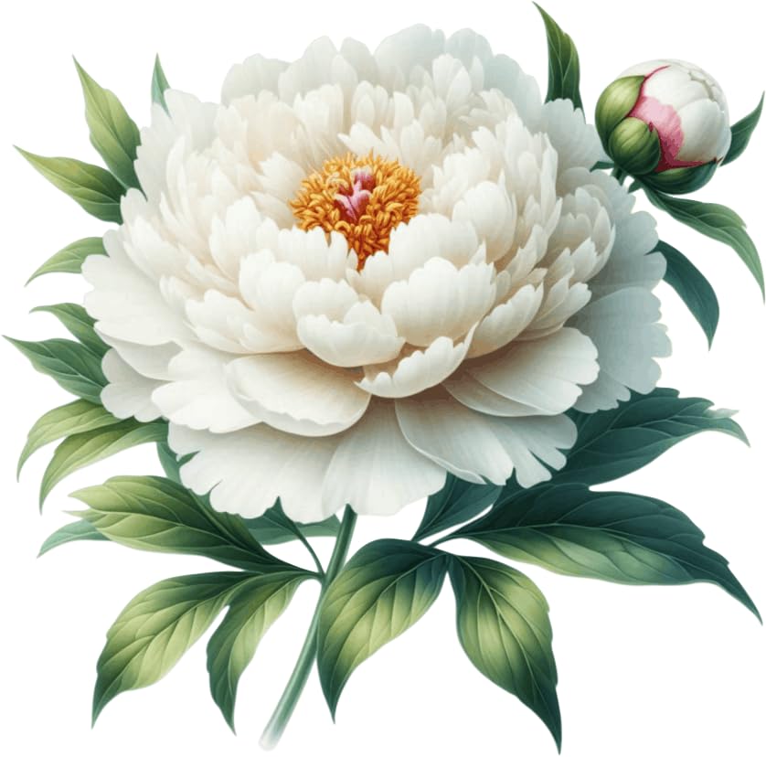 x4 Single White Peony Flower Vinyl Stickers, Vibrant Blackout Waterproof Decals