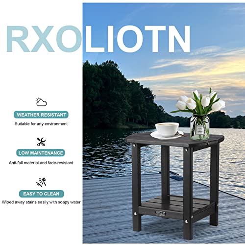 Rxoliotn Adirondack Outdoor Side Table, All-Weather Outside Patio Table, Indoor Accent Table, Small Poly End Tables For Patio, Porch, Pool (Black) #TOP5