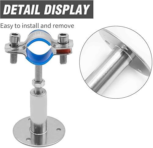 Miniatura 4 de EATAKWARD 4 soportes de tubo de techo de acero inoxidable 304 para montaje en pared, rango de 1.969-3.937 in, abrazadera de correa de tubo ajustable