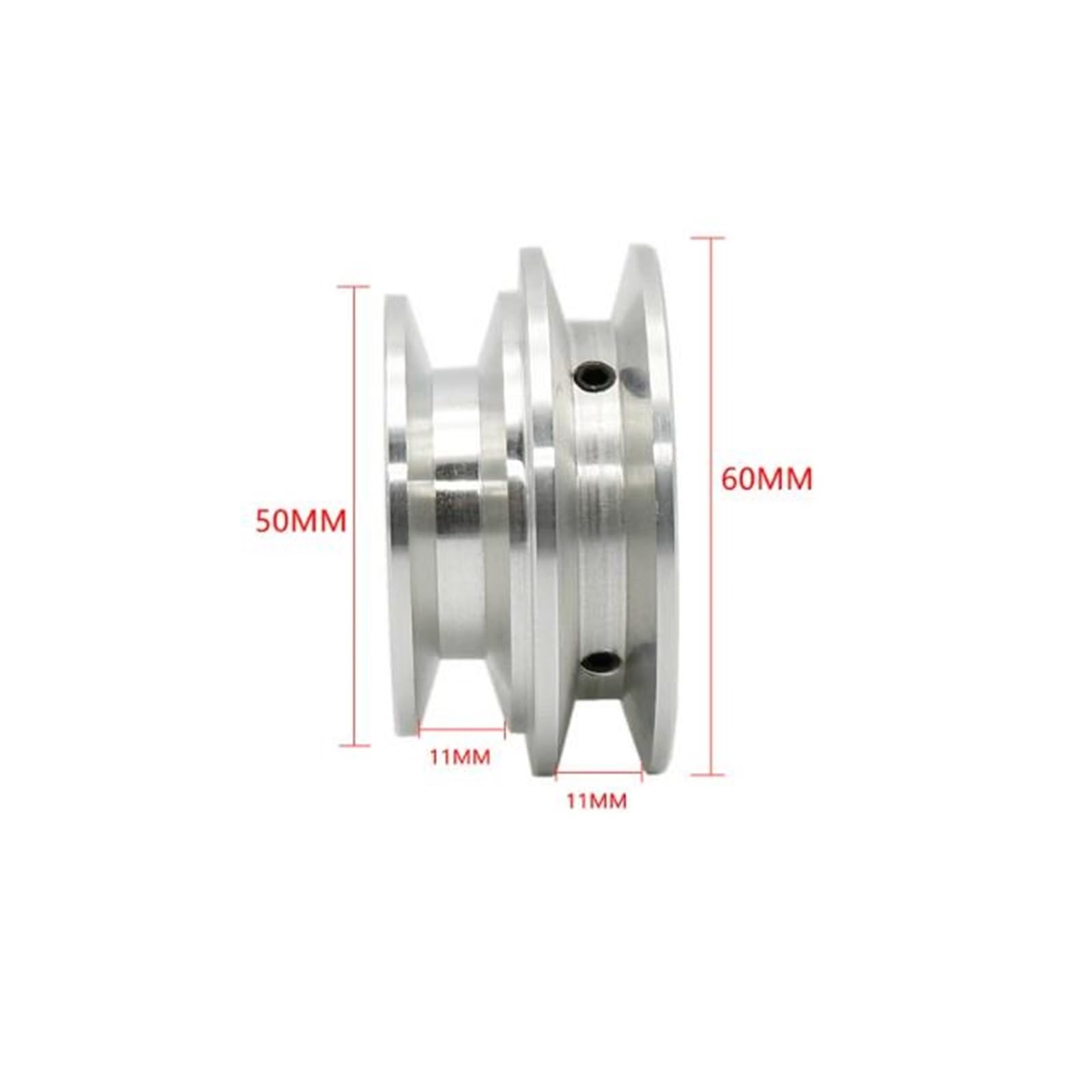 Polea de aleación de aluminio de doble ranura de 50/60 mm con diámetro fijo de 8-20 mm for eje de motor.(14MM)